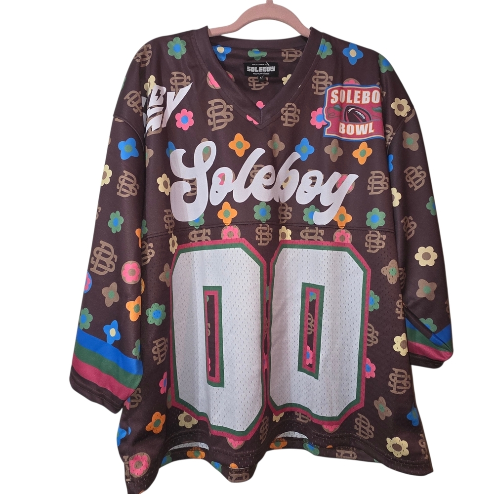 Soleboy “Soleboy Bowl” SB Don (Brown)Floral Logo Football Jersey — Size Large